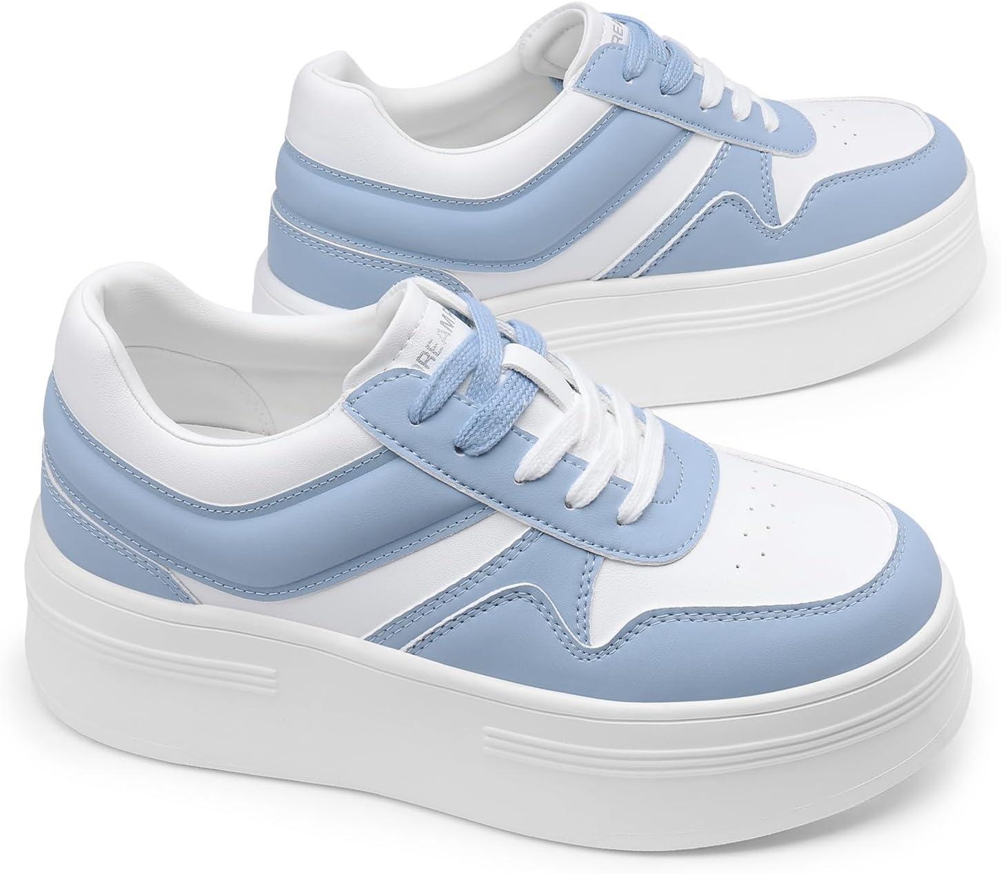 imageDREAM PAIRS Womens Platform Casual SneakersWhiteBlue