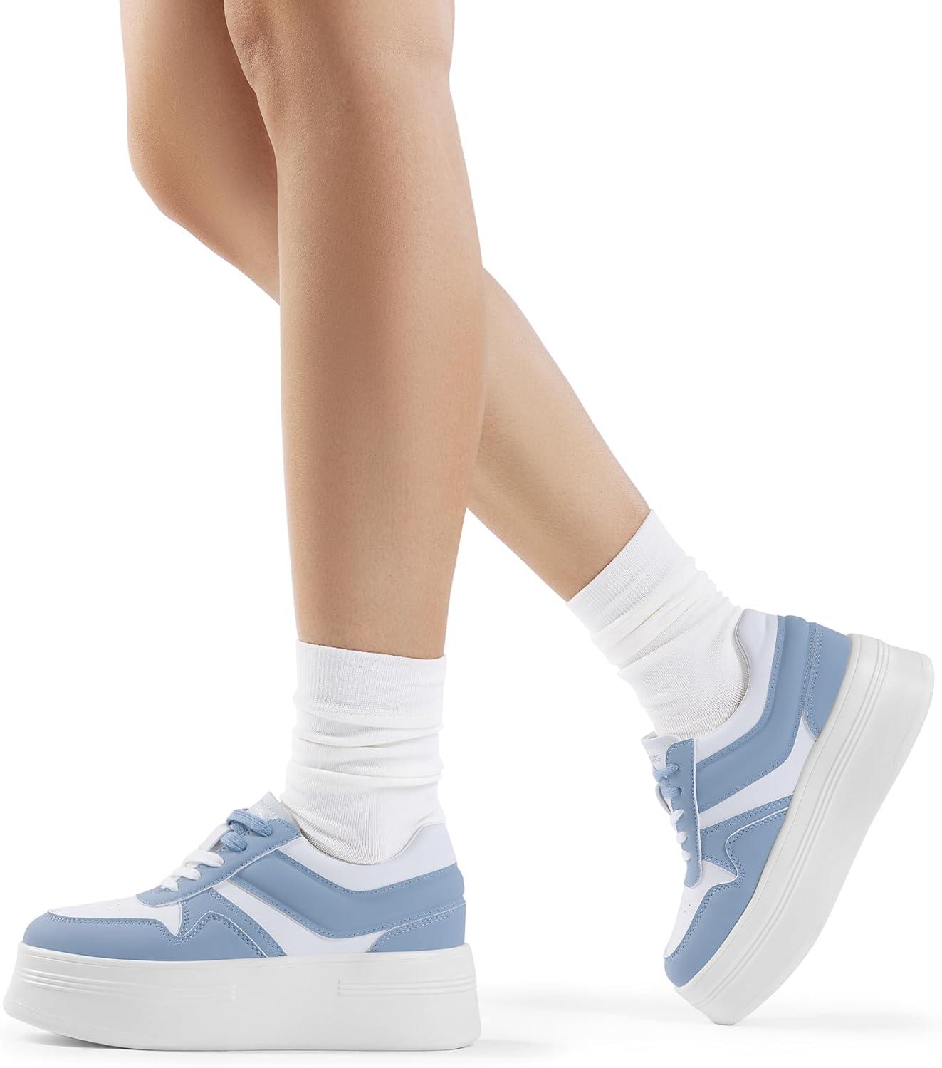 imageDREAM PAIRS Womens Platform Casual SneakersWhiteBlue