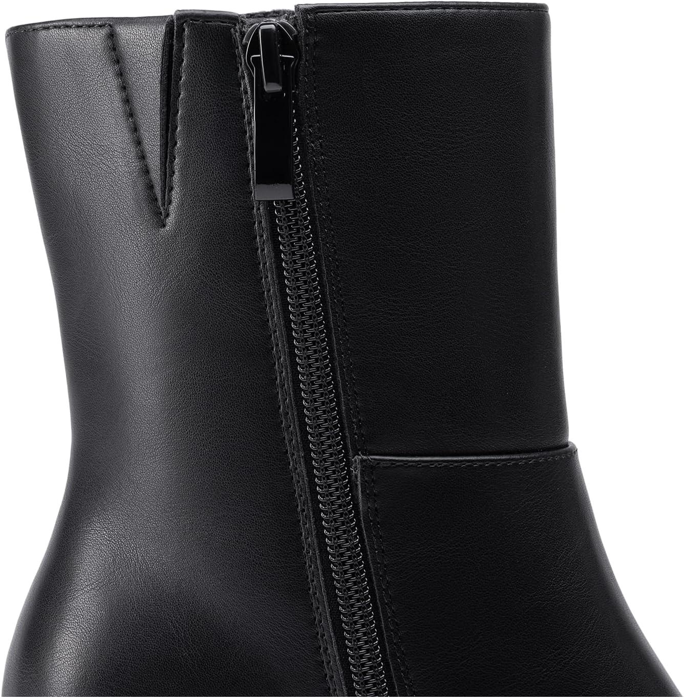imageDREAM PAIRS Womens Platform Gogo Ankle Boots Chunky High Heels Square Toe Comfort Party Dress Side Zipper Booties Shoes for WomenBlack