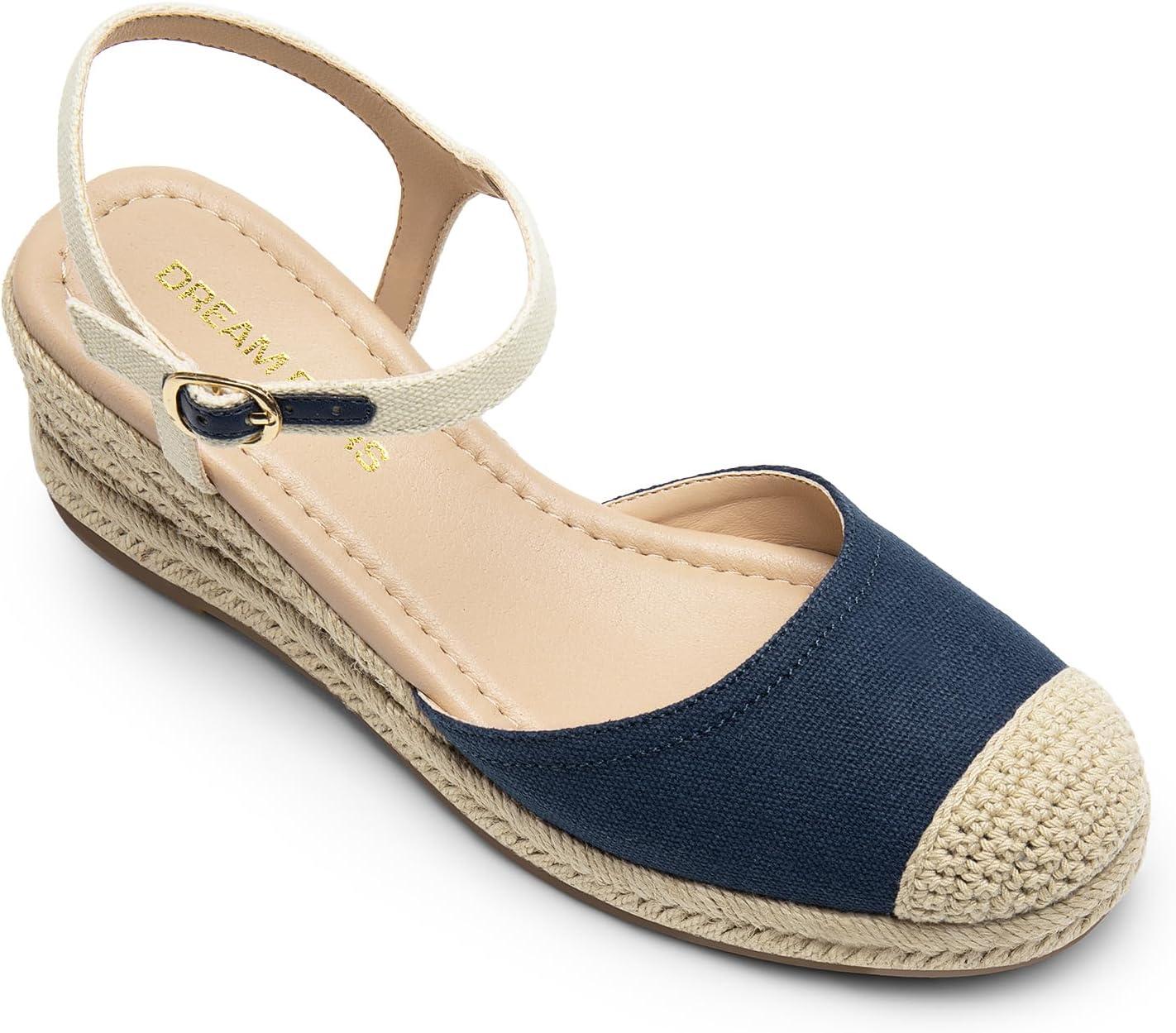 imageDREAM PAIRS Womens Wedge Sandals Closed Toe Espadrilles Platform Wedge Heels with Adjustable Ankle Straps and Comfortable Cushion InsolesNavy