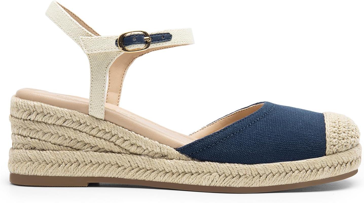 imageDREAM PAIRS Womens Wedge Sandals Closed Toe Espadrilles Platform Wedge Heels with Adjustable Ankle Straps and Comfortable Cushion InsolesNavy
