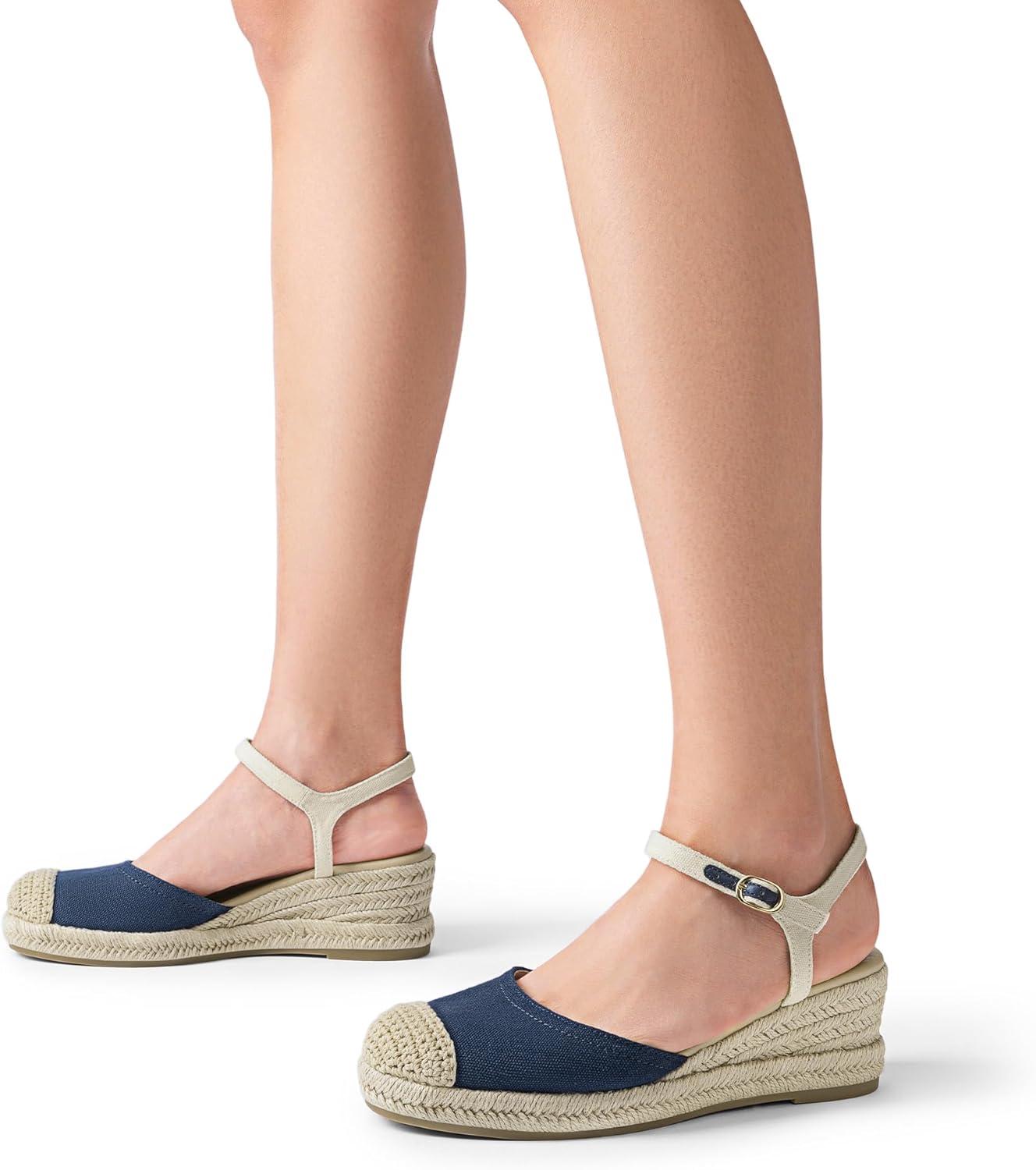 imageDREAM PAIRS Womens Wedge Sandals Closed Toe Espadrilles Platform Wedge Heels with Adjustable Ankle Straps and Comfortable Cushion InsolesNavy