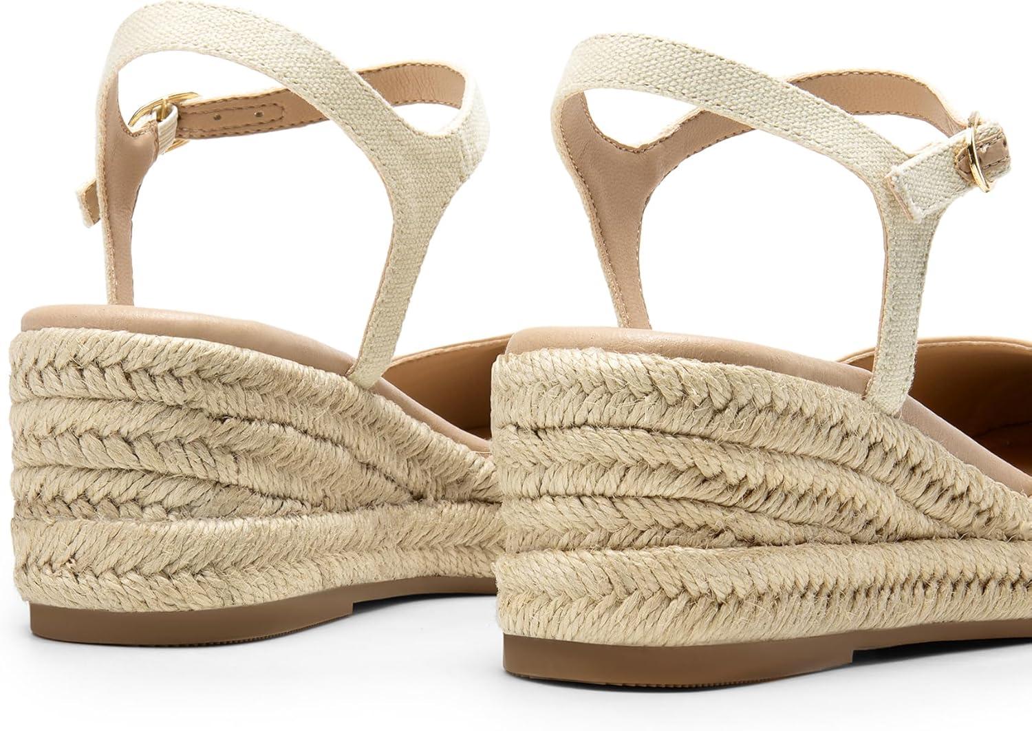 imageDREAM PAIRS Womens Wedge Sandals Closed Toe Espadrilles Platform Wedge Heels with Adjustable Ankle Straps and Comfortable Cushion InsolesNude