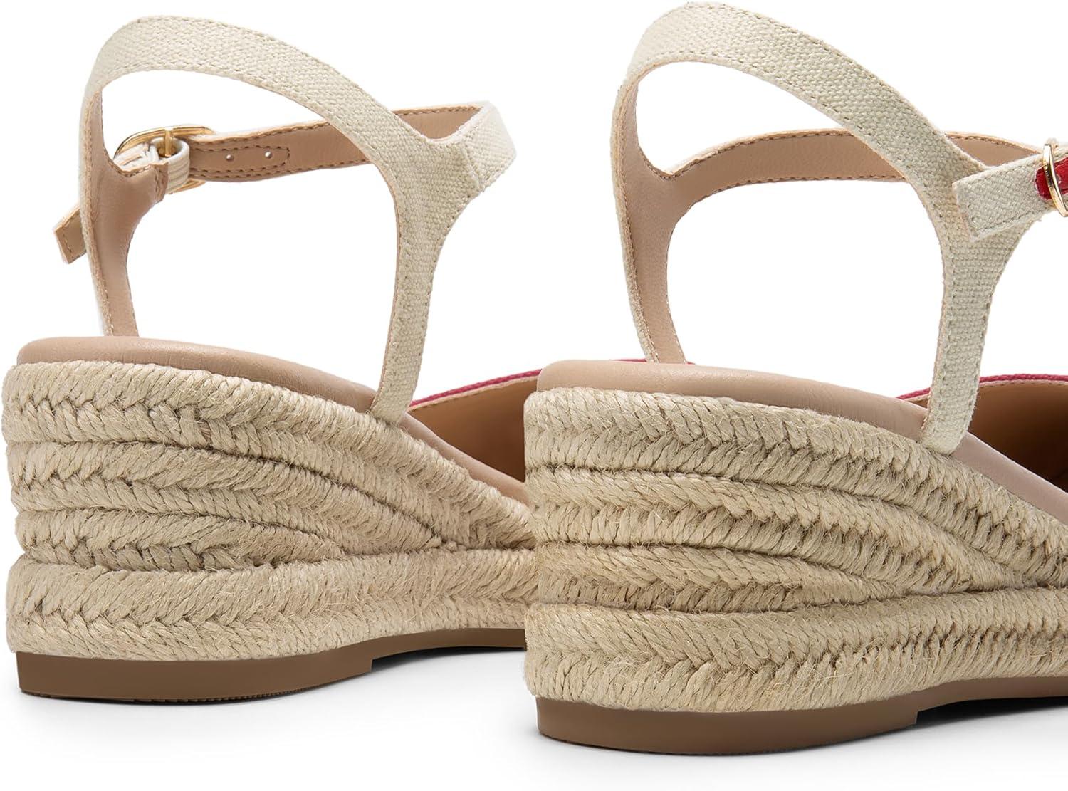 imageDREAM PAIRS Womens Wedge Sandals Closed Toe Espadrilles Platform Wedge Heels with Adjustable Ankle Straps and Comfortable Cushion InsolesRed