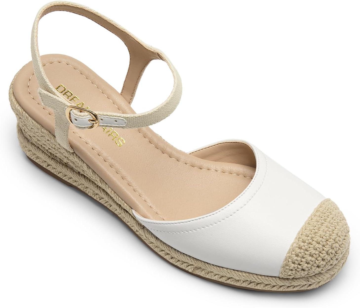 imageDREAM PAIRS Womens Wedge Sandals Closed Toe Espadrilles Platform Wedge Heels with Adjustable Ankle Straps and Comfortable Cushion InsolesWhite