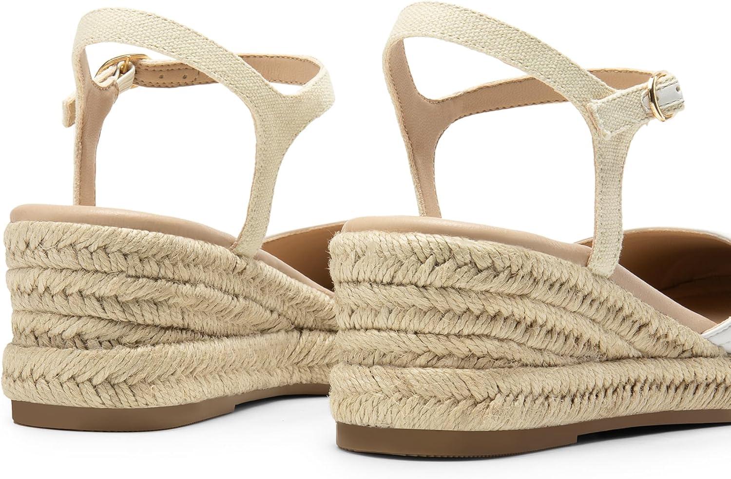 imageDREAM PAIRS Womens Wedge Sandals Closed Toe Espadrilles Platform Wedge Heels with Adjustable Ankle Straps and Comfortable Cushion InsolesWhite