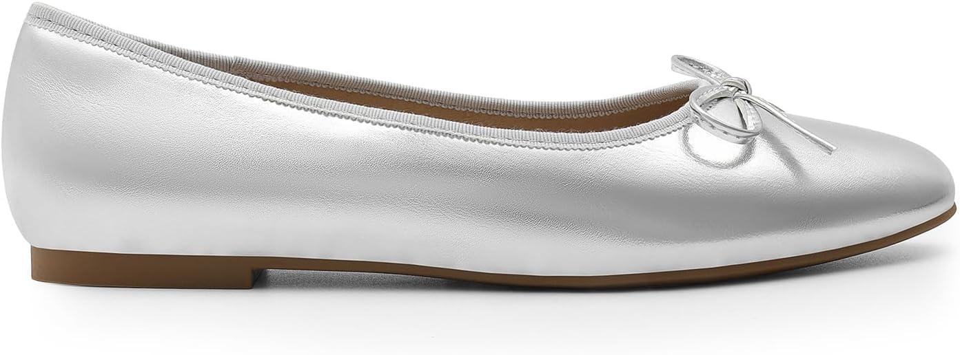 imageDream Pairs Womens Flats Round Toe Ballet Flats Comfortable Slipon Dressy Business Casual Work Office Ballerina Flat Dress ShoesSilver