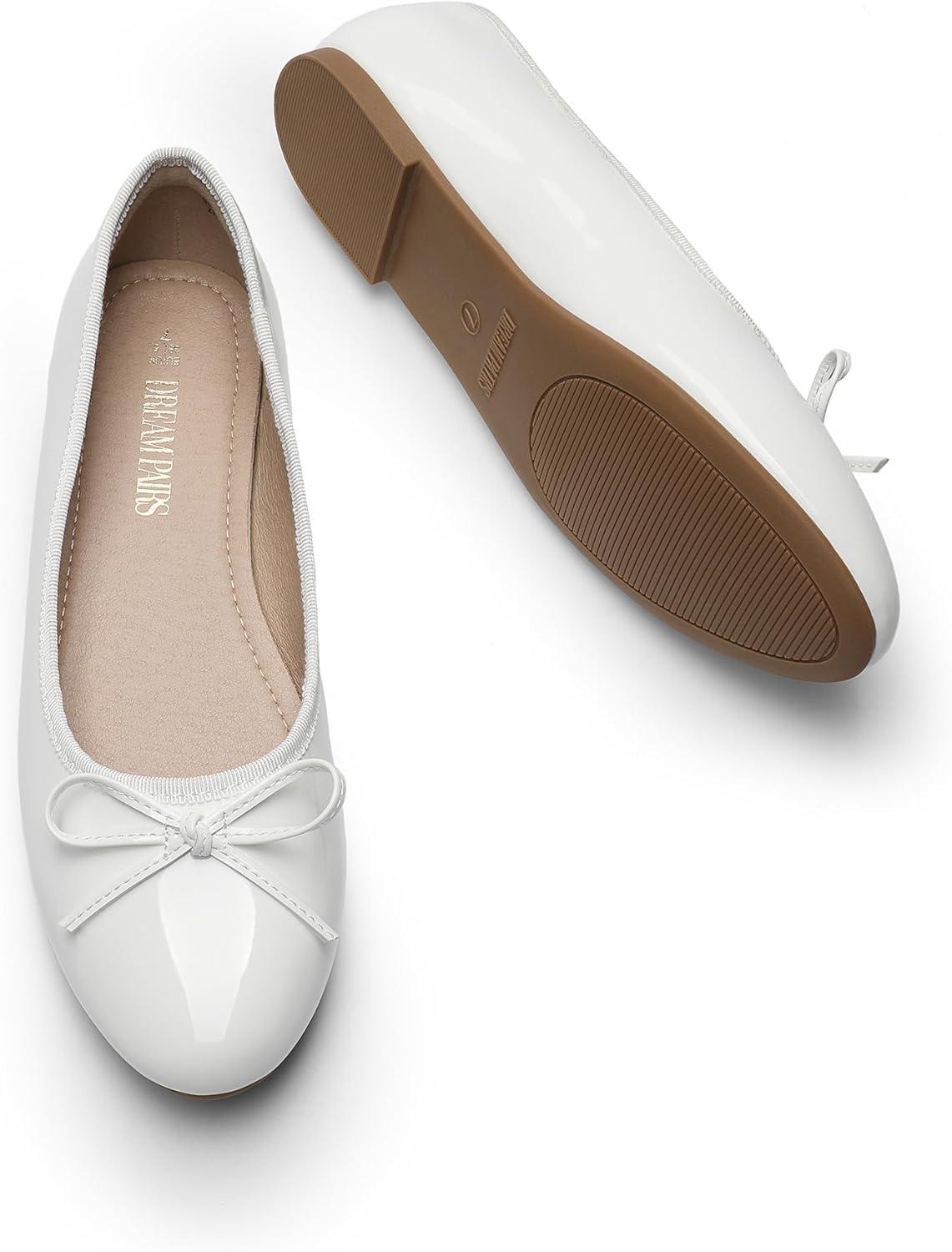 imageDream Pairs Womens Flats Round Toe Ballet Flats Comfortable Slipon Dressy Business Casual Work Office Ballerina Flat Dress ShoesWhite