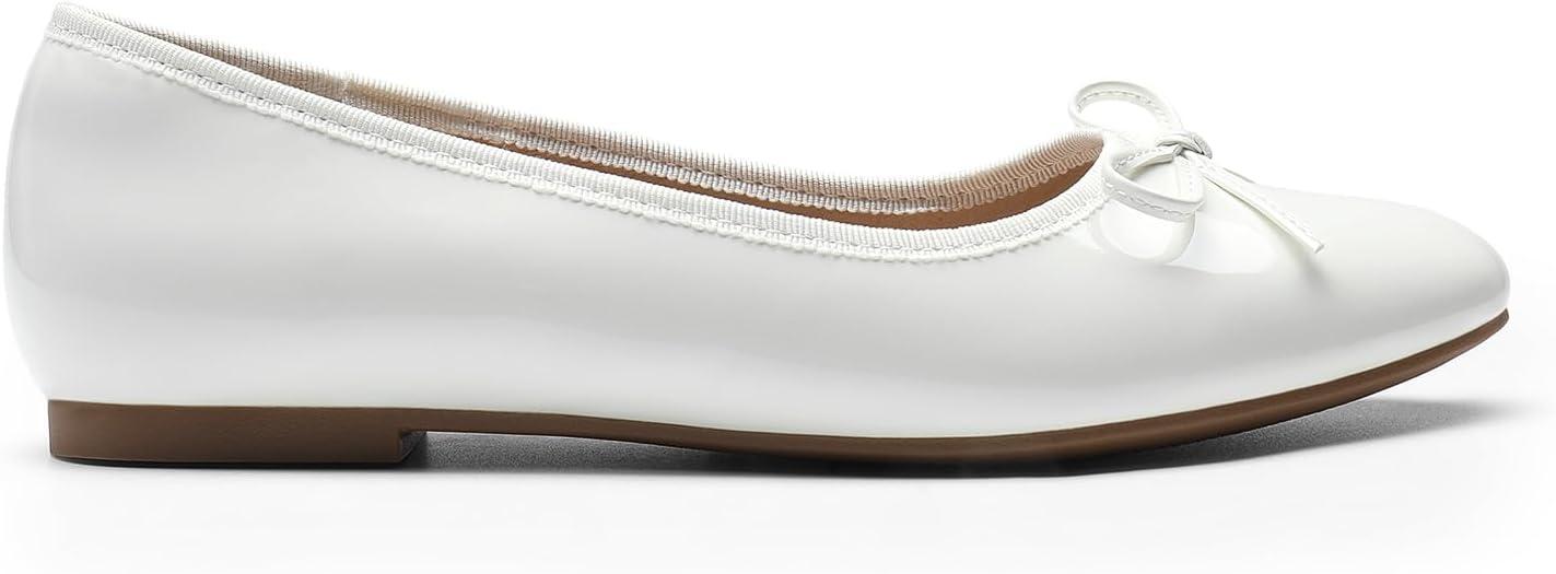 imageDream Pairs Womens Flats Round Toe Ballet Flats Comfortable Slipon Dressy Business Casual Work Office Ballerina Flat Dress ShoesWhite