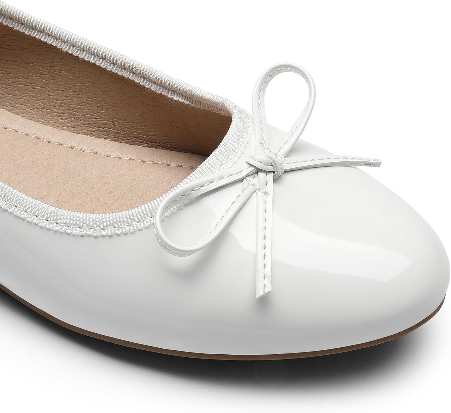 imageDream Pairs Womens Flats Round Toe Ballet Flats Comfortable Slipon Dressy Business Casual Work Office Ballerina Flat Dress ShoesWhite