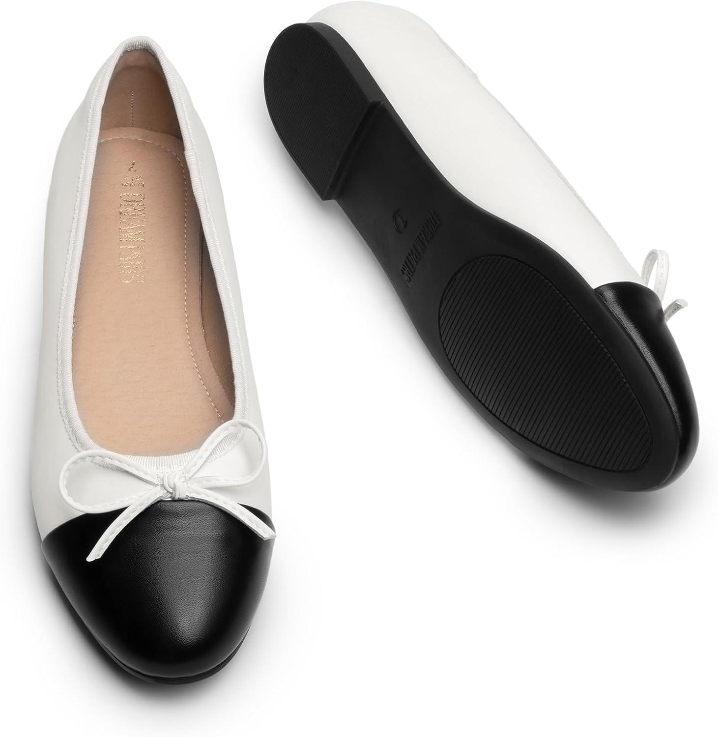 imageDream Pairs Womens Flats Round Toe Ballet Flats Comfortable Slipon Dressy Business Casual Work Office Ballerina Flat Dress ShoesWhitepu
