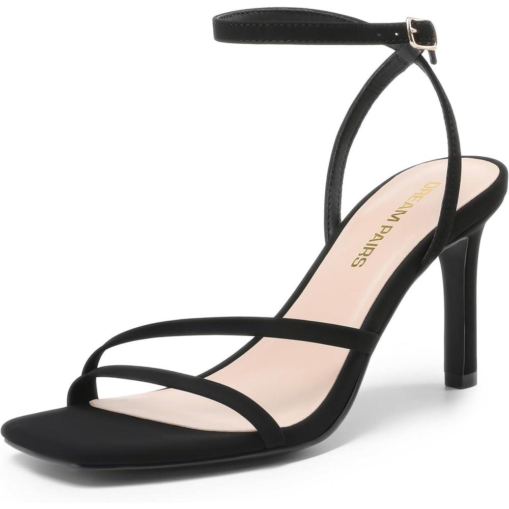 imageDREAM PAIRS Womens High Stilettos Heels Open Toe Square Sandals Ankle Strap Pumps Sexy Comfort Strappy Dress Shoes Party Wedding Heeled SandalsBlacknubuck