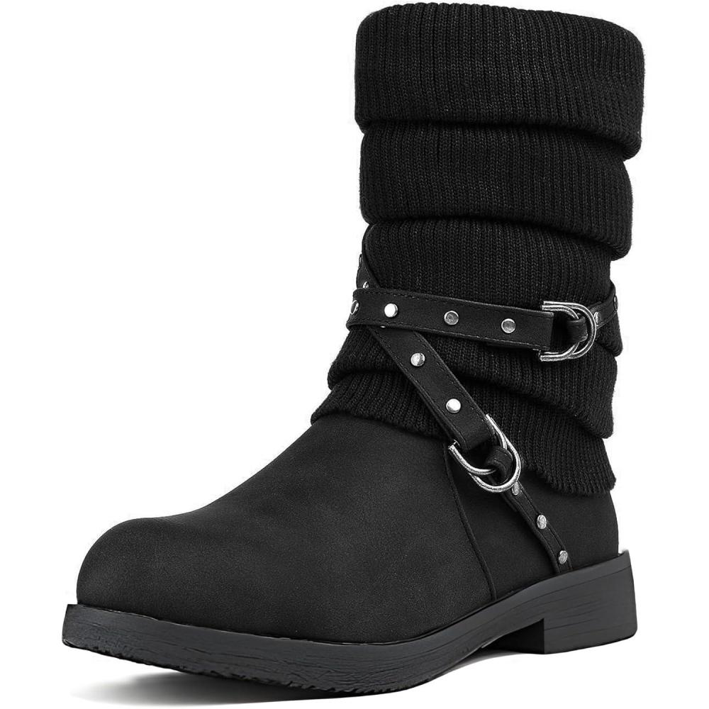 imageDREAM PAIRS Womens Mid Calf Fashion Winter Snow BootsBlack