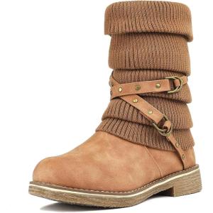 DREAM PAIRS Women’s Mid Calf Fashion Winter Snow Boots(Camel)