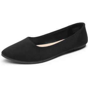 DREAM PAIRS Women’s Pointed Toe Flats Comfortable Flexible Cushioned Slip On Business Work Office Casual Suede Ballet Flats Dress Shoes(Black)