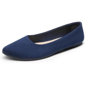 DREAM PAIRS Women’s Pointed Toe Flats Comfortable Flexible Cushioned Slip On Business Work Office Casual Suede Ballet Flats Dress Shoes(Navy)