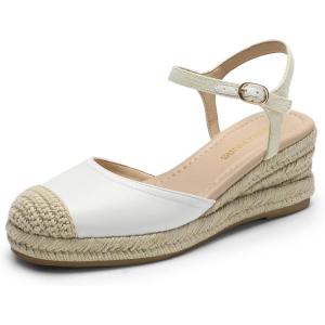 DREAM PAIRS Women’s Wedge Sandals, Closed Toe Espadrilles Platform Wedge Heels with Adjustable Ankle Straps and Comfortable Cushion Insoles(White)