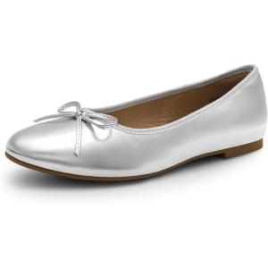 Dream Pairs Women’s Flats, Round Toe Ballet Flats, Comfortable Slip-on Dressy Business Casual Work Office Ballerina Flat Dress Shoes(Silver)