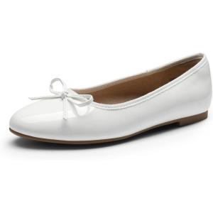 Dream Pairs Women’s Flats, Round Toe Ballet Flats, Comfortable Slip-on Dressy Business Casual Work Office Ballerina Flat Dress Shoes(White)