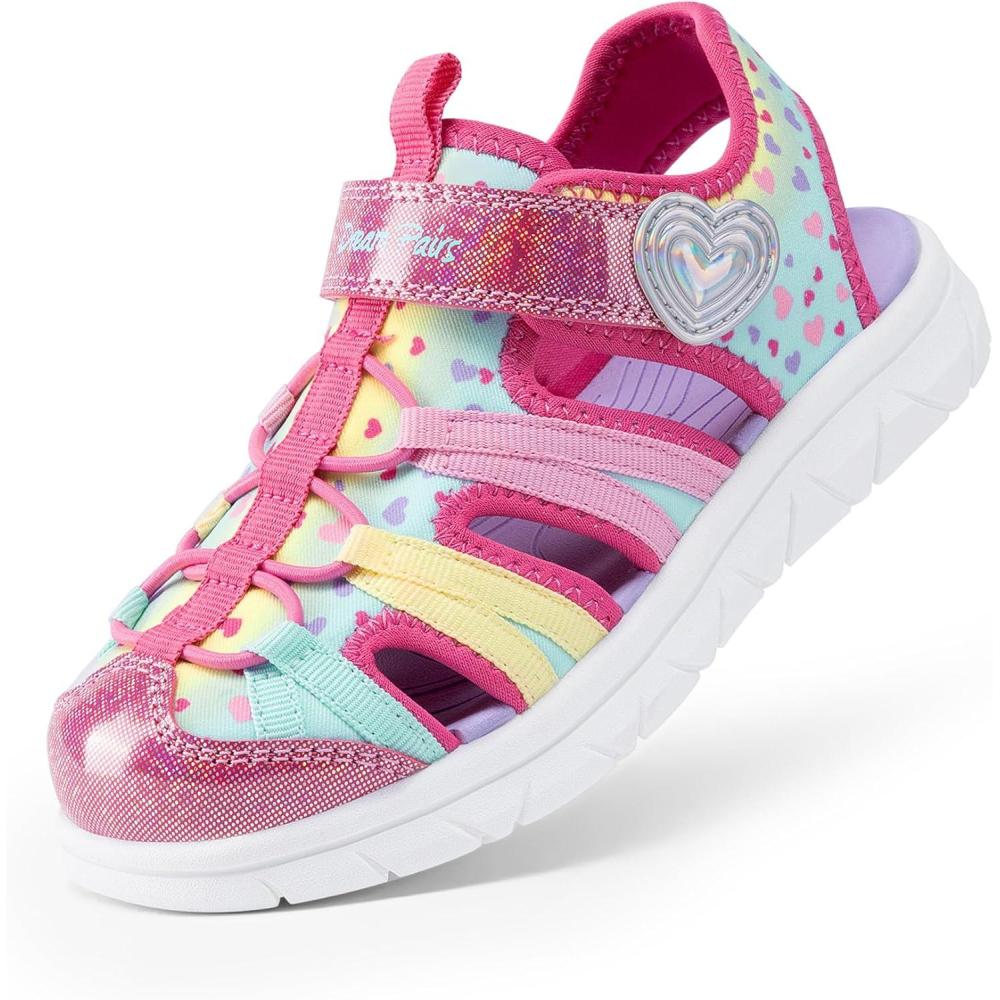 imageDREAM PAIRS Toddler Boys Girls Sport Sandals Cute Breathable Lightweight Outdoor Play Casual Closed Toe Hook and Loop for ToddlersLittleBig KidsPink