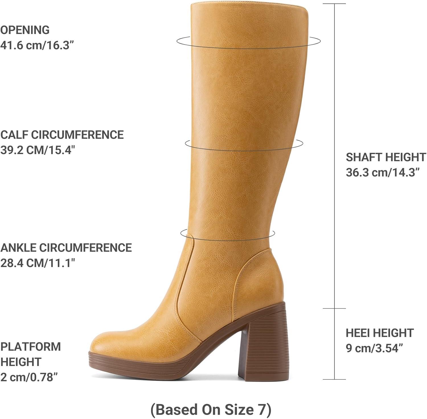 imageDREAM PAIRS Knee High Boots for Women Platform Square Toe Chunky Block Heeled Stylish Comfortable Tall Boots with Side ZipperYellow