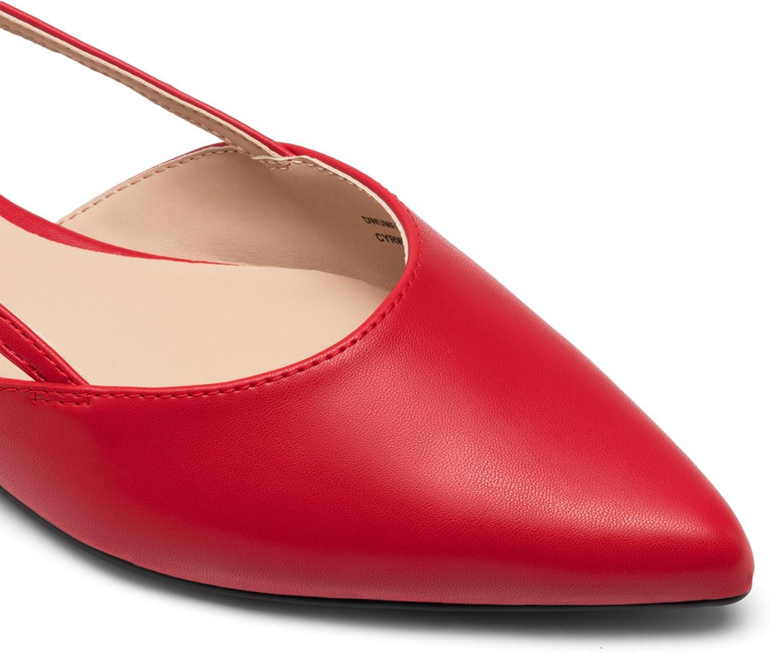 imageDREAM PAIRS Slingback Flats for Women PointedToe Elegant Womens Ballet Flats with Buckle Strap Classic Low Heel Dress Shoes for Casual Work Office PartyRed