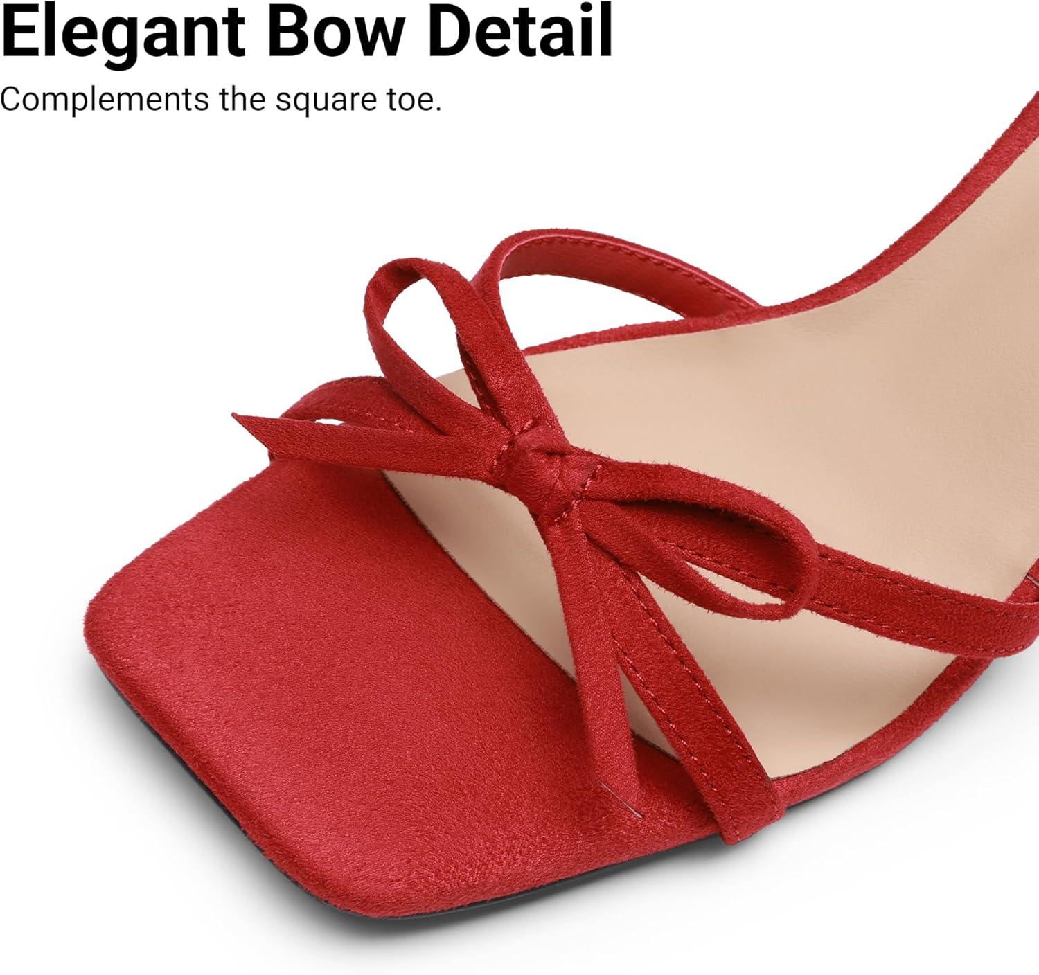 imageDREAM PAIRS Womens Bow Heels Kitten Heels for Women Square Toe Strappy Heeled Sandals Elegant Wedding amp Bridal Bownots Sandals for Formal amp Special OccasionsRed