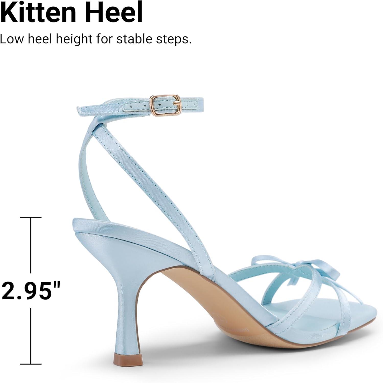imageDREAM PAIRS Womens Bow Heels Kitten Heels for Women Square Toe Strappy Heeled Sandals Elegant Wedding amp Bridal Bownots Sandals for Formal amp Special OccasionsBlue