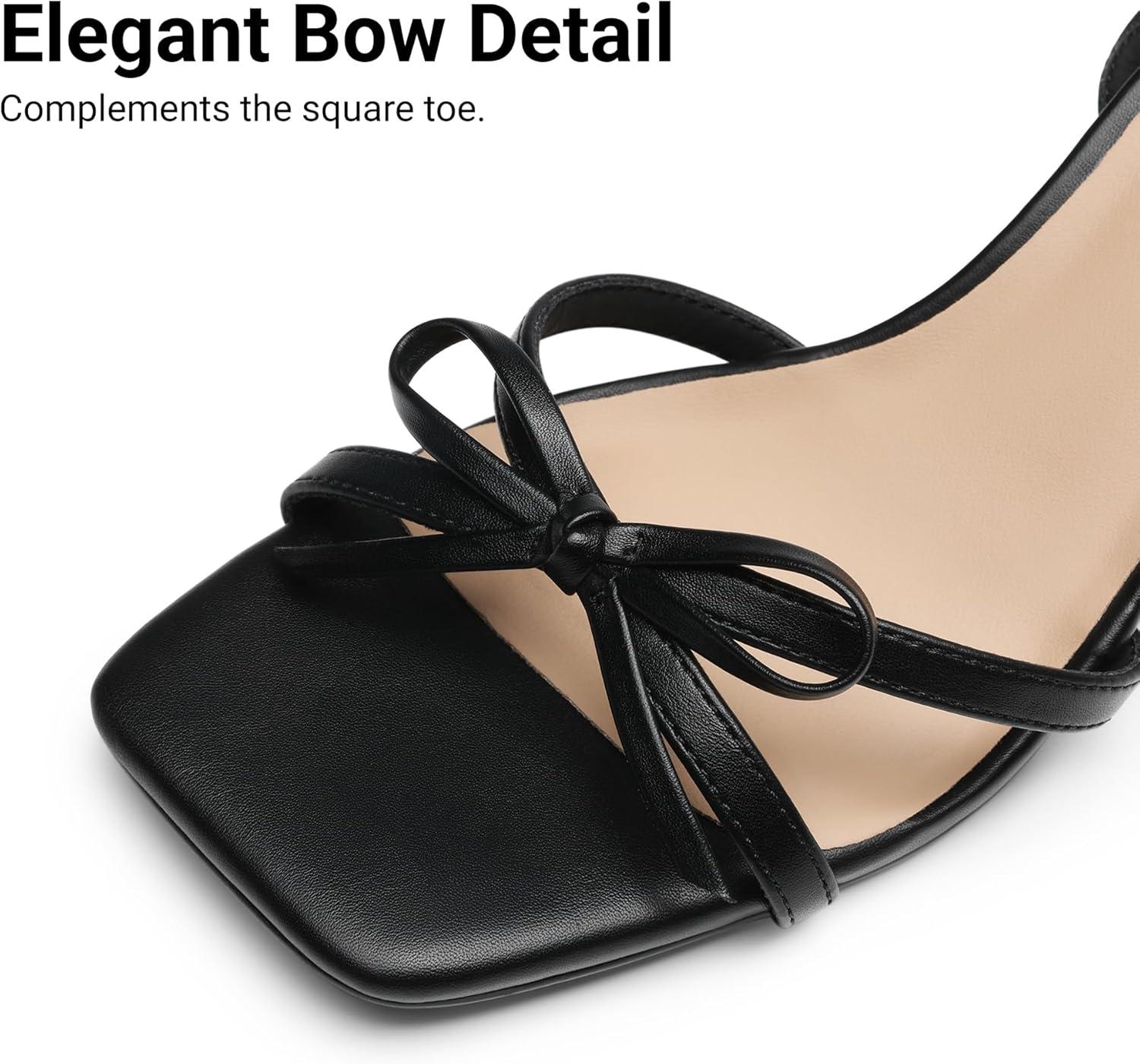 imageDREAM PAIRS Womens Bow Heels Kitten Heels for Women Square Toe Strappy Heeled Sandals Elegant Wedding amp Bridal Bownots Sandals for Formal amp Special OccasionsBlack
