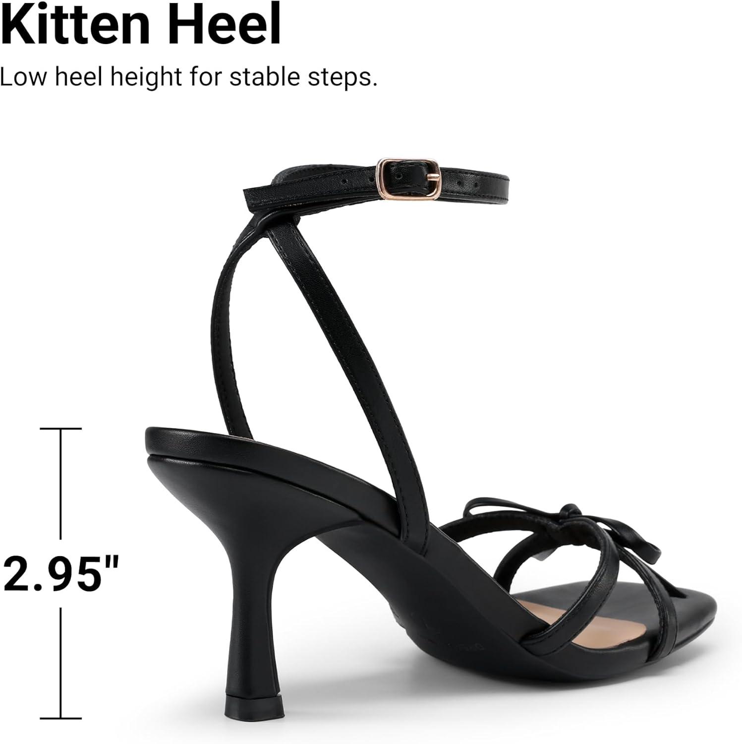 imageDREAM PAIRS Womens Bow Heels Kitten Heels for Women Square Toe Strappy Heeled Sandals Elegant Wedding amp Bridal Bownots Sandals for Formal amp Special OccasionsBlack