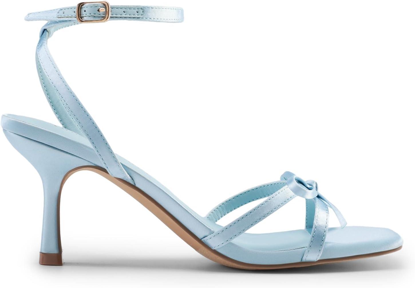 imageDREAM PAIRS Womens Bow Heels Kitten Heels for Women Square Toe Strappy Heeled Sandals Elegant Wedding amp Bridal Bownots Sandals for Formal amp Special OccasionsBlue