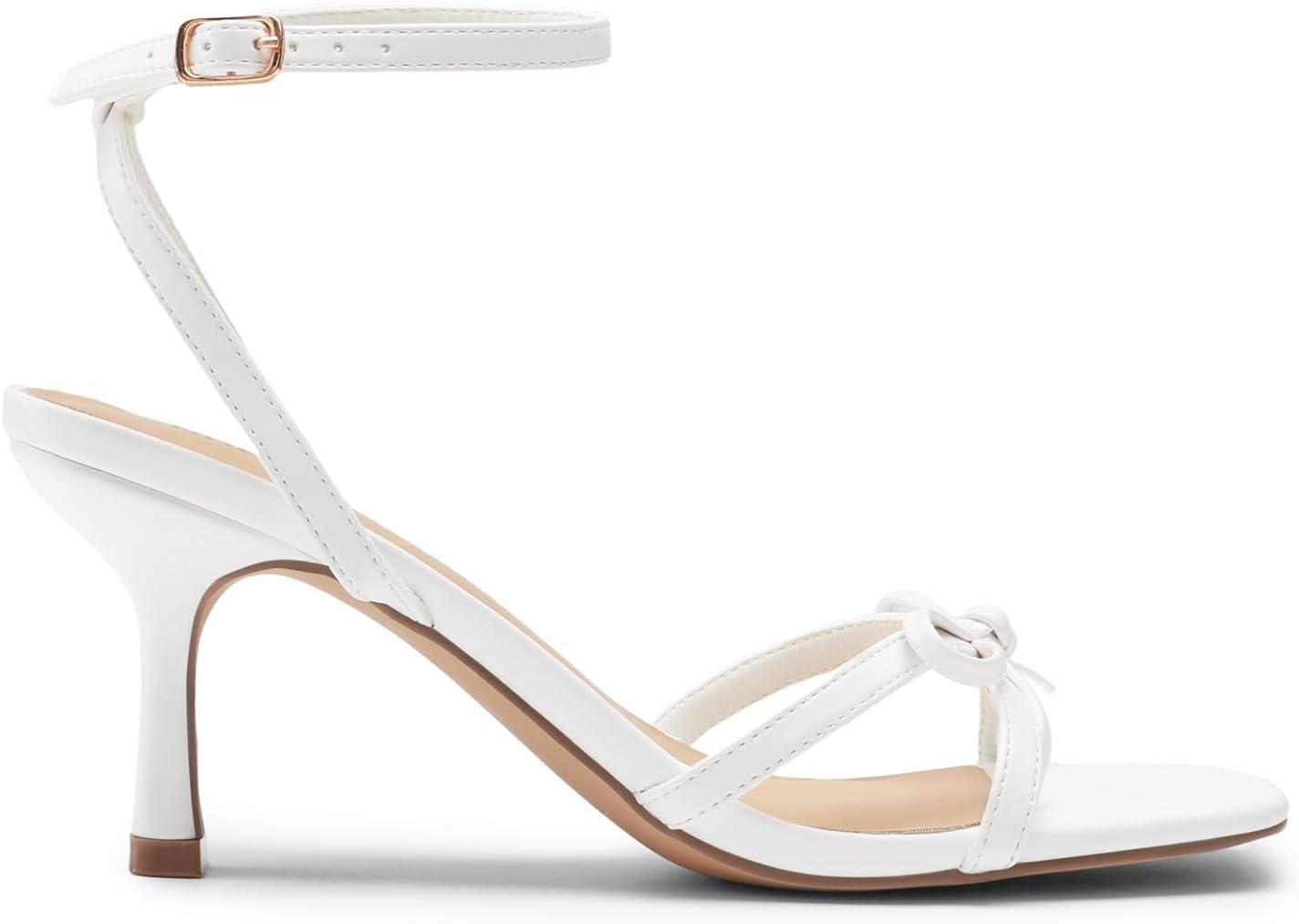 imageDREAM PAIRS Womens Bow Heels Kitten Heels for Women Square Toe Strappy Heeled Sandals Elegant Wedding amp Bridal Bownots Sandals for Formal amp Special OccasionsWhite