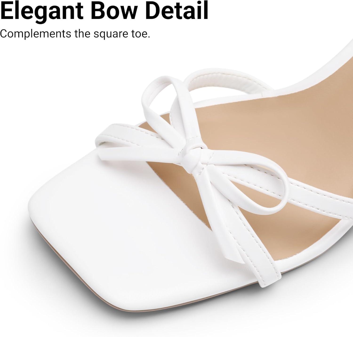 imageDREAM PAIRS Womens Bow Heels Kitten Heels for Women Square Toe Strappy Heeled Sandals Elegant Wedding amp Bridal Bownots Sandals for Formal amp Special OccasionsWhite