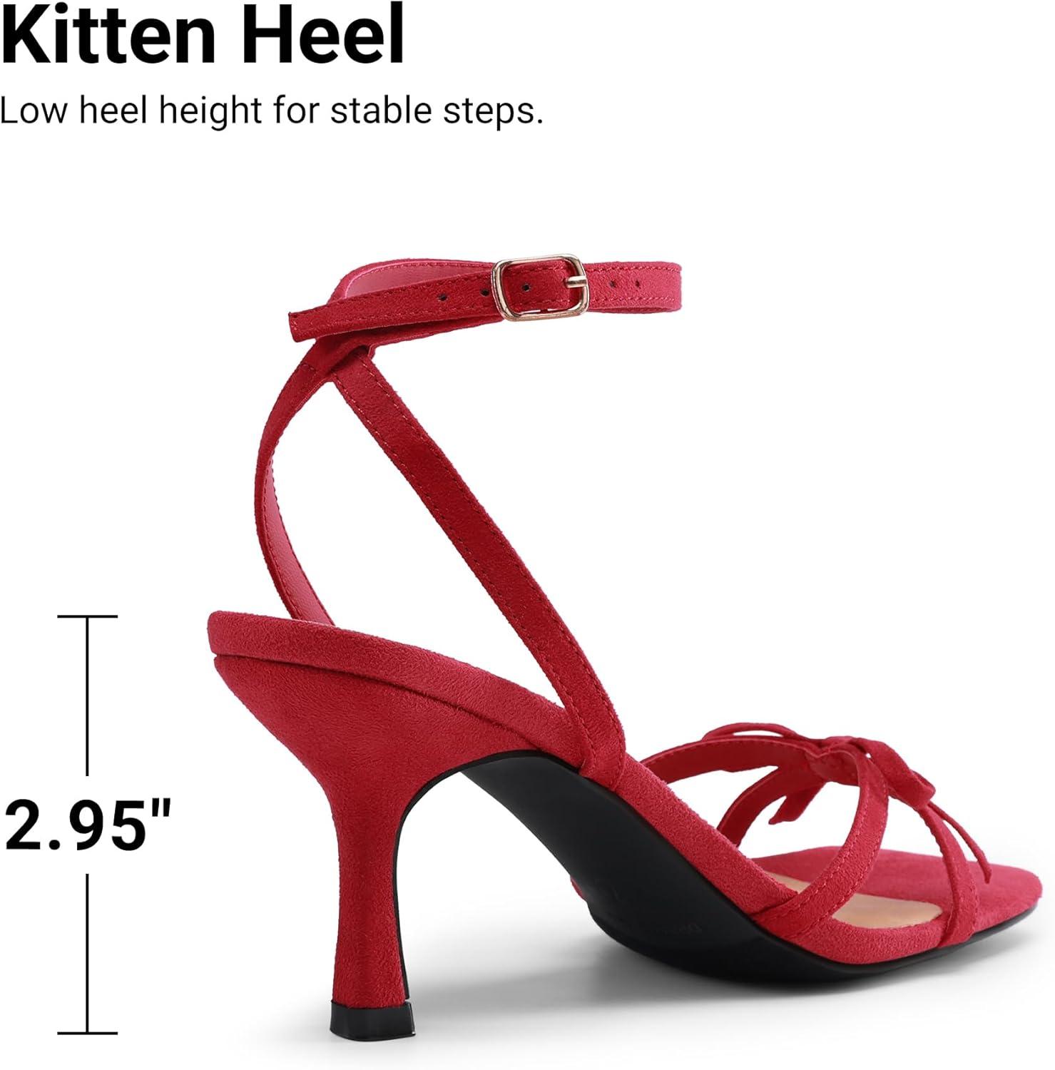 imageDREAM PAIRS Womens Bow Heels Kitten Heels for Women Square Toe Strappy Heeled Sandals Elegant Wedding amp Bridal Bownots Sandals for Formal amp Special OccasionsRed