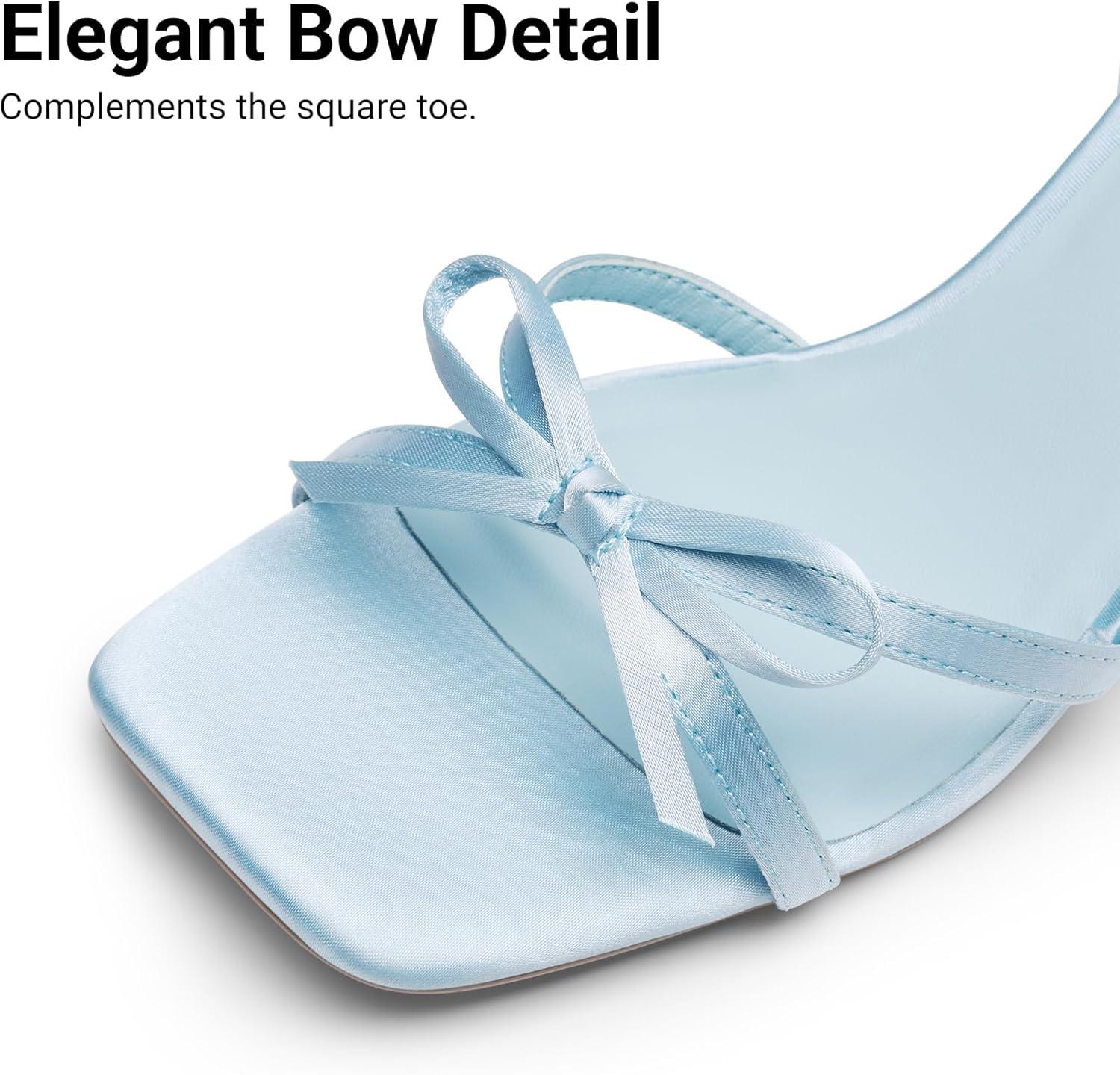 imageDREAM PAIRS Womens Bow Heels Kitten Heels for Women Square Toe Strappy Heeled Sandals Elegant Wedding amp Bridal Bownots Sandals for Formal amp Special OccasionsBlue