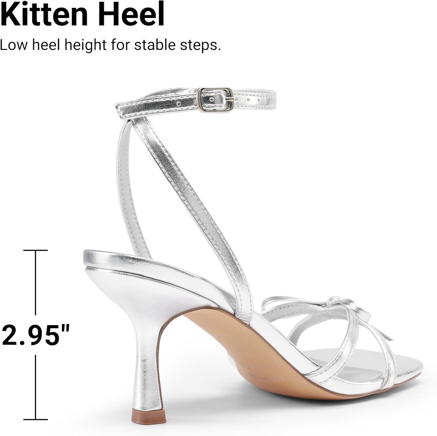 imageDREAM PAIRS Womens Bow Heels Kitten Heels for Women Square Toe Strappy Heeled Sandals Elegant Wedding amp Bridal Bownots Sandals for Formal amp Special OccasionsSilver