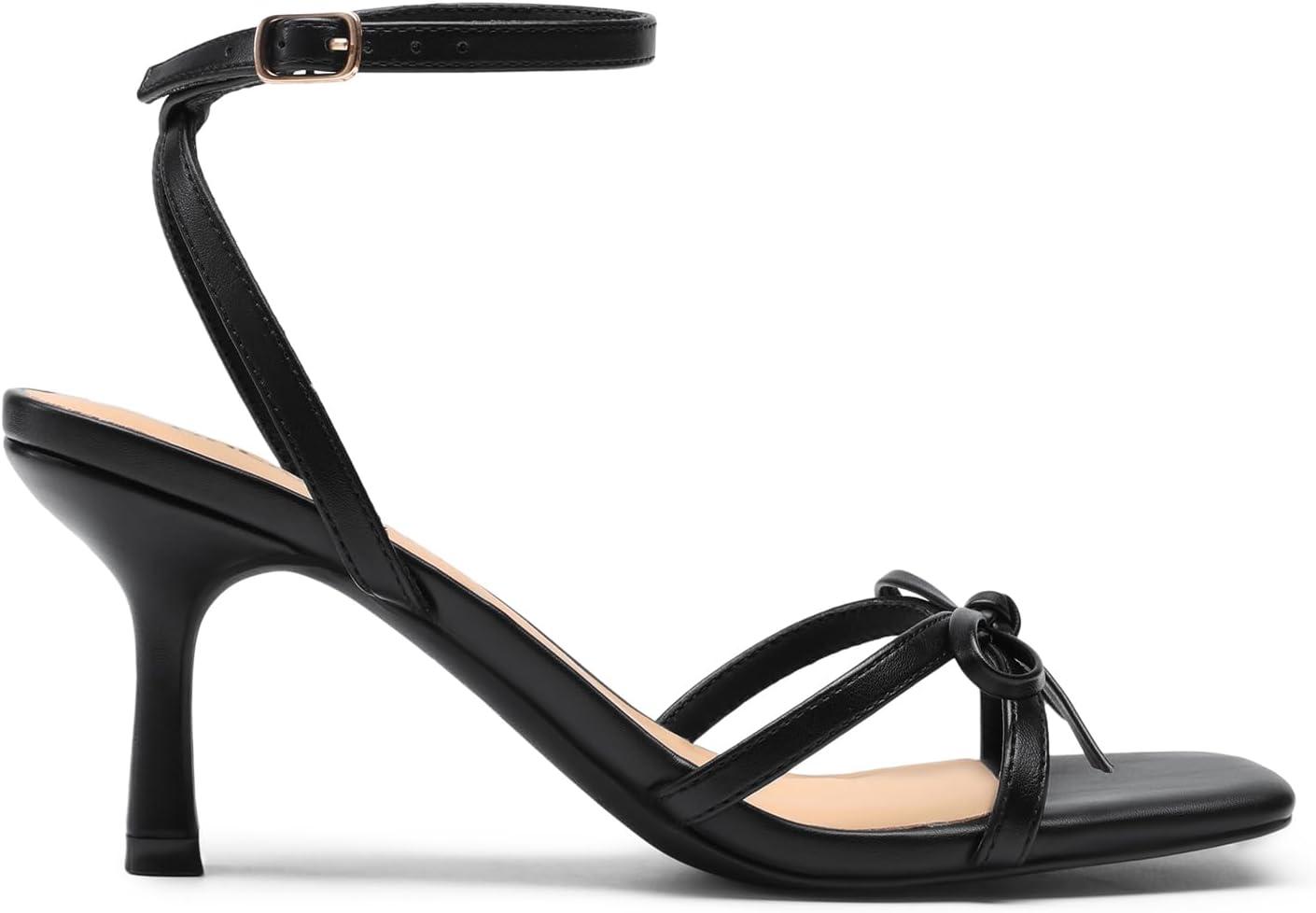 imageDREAM PAIRS Womens Bow Heels Kitten Heels for Women Square Toe Strappy Heeled Sandals Elegant Wedding amp Bridal Bownots Sandals for Formal amp Special OccasionsBlack
