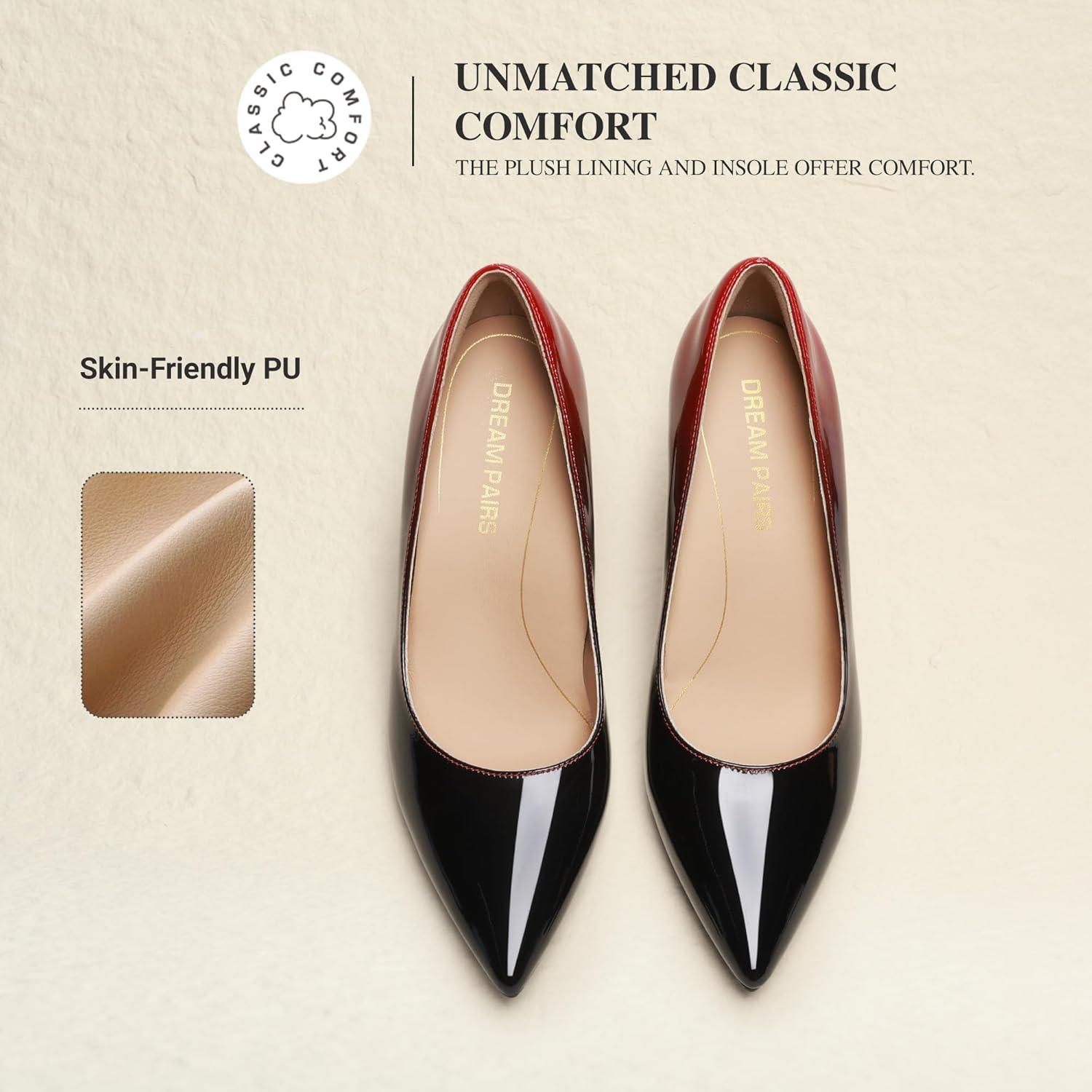 imageDREAM PAIRS Womens High Heels Pump Closed Pointed Toe Slip On Stiletto Dress Shoes Fashion Wedding Bridal Work Office Comfortable Pumps ShoesBlackRed