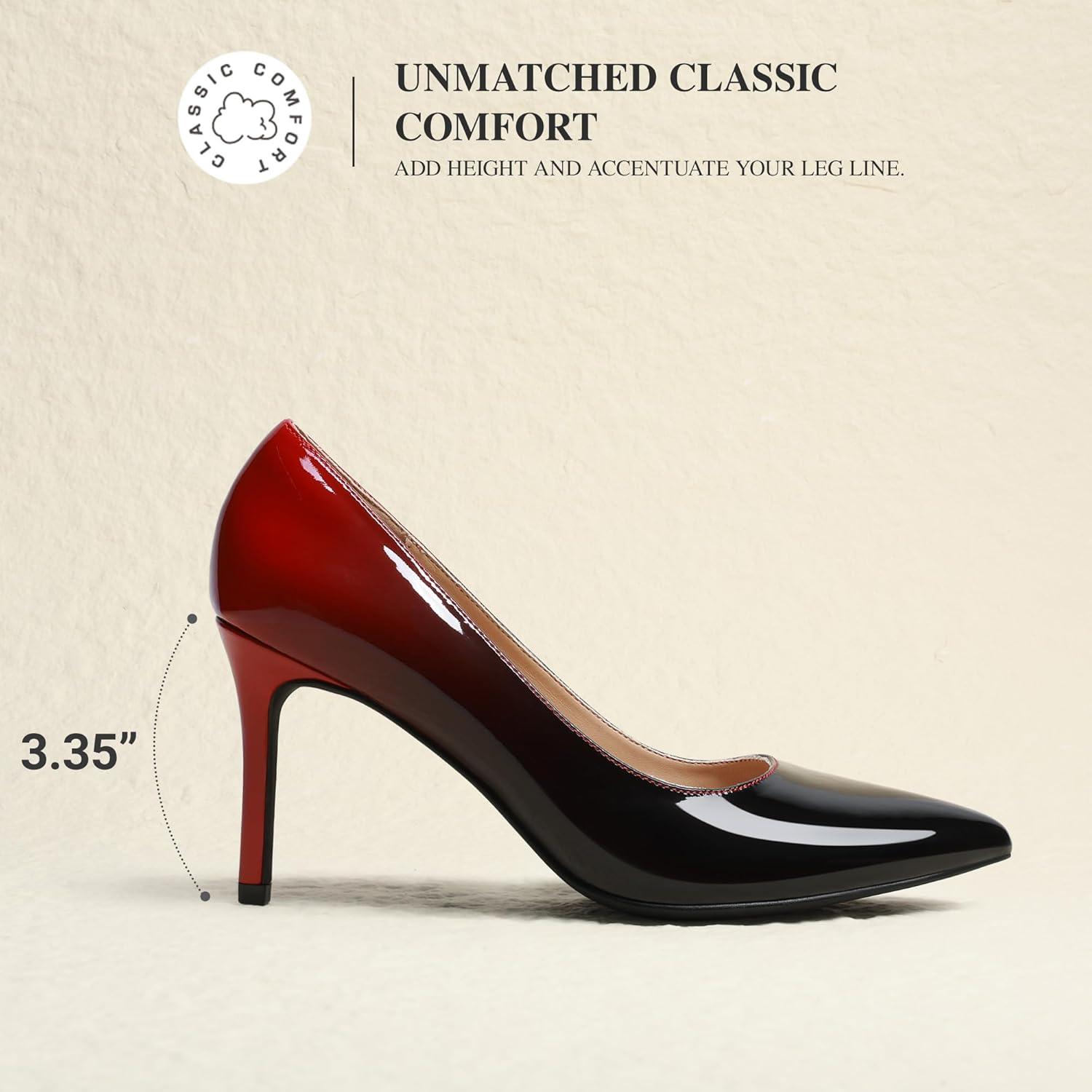 imageDREAM PAIRS Womens High Heels Pump Closed Pointed Toe Slip On Stiletto Dress Shoes Fashion Wedding Bridal Work Office Comfortable Pumps ShoesBlackRed