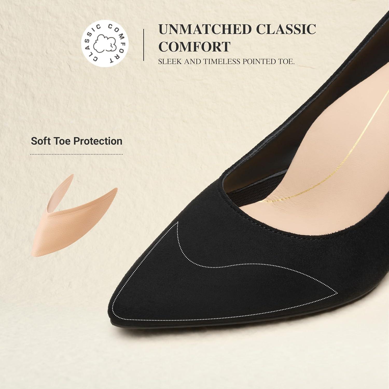 imageDREAM PAIRS Womens High Heels Pump Closed Pointed Toe Slip On Stiletto Dress Shoes Fashion Wedding Bridal Work Office Comfortable Pumps ShoesBlacksuede