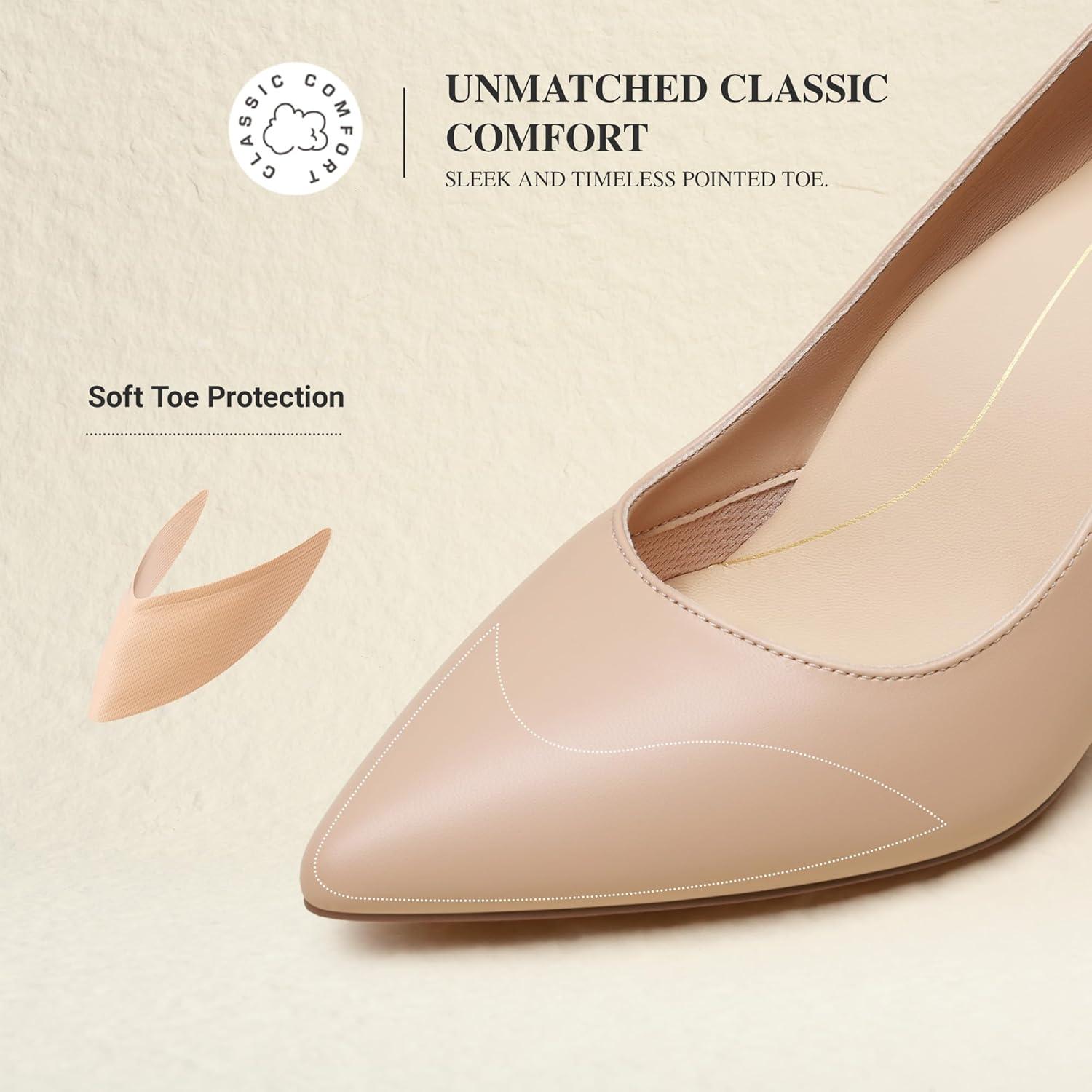 imageDREAM PAIRS Womens High Heels Pump Closed Pointed Toe Slip On Stiletto Dress Shoes Fashion Wedding Bridal Work Office Comfortable Pumps ShoesNude