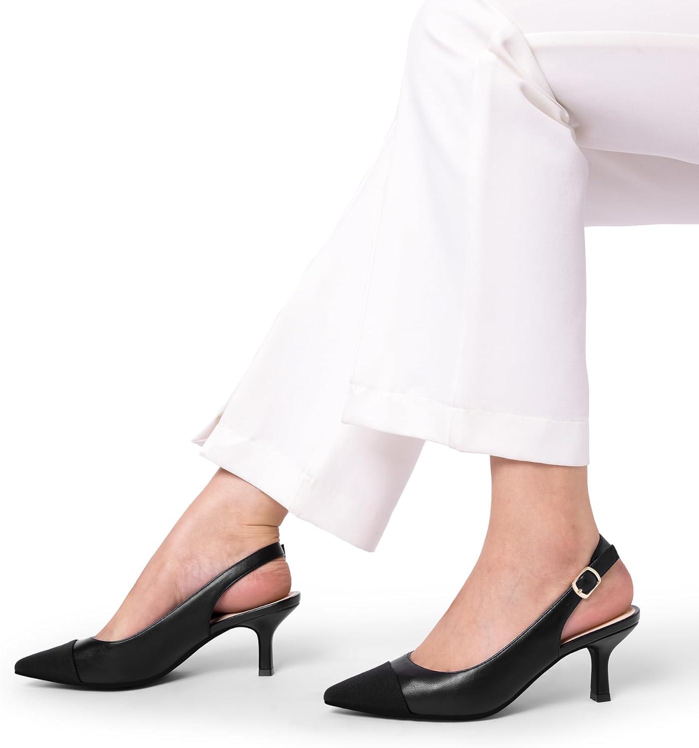 imageDREAM PAIRS Womens Kitten Heels Slingback Closed Pointed Toe Low Pumps Shoes Women Party Wedding Sexy Casual Dress ShoesAll Black