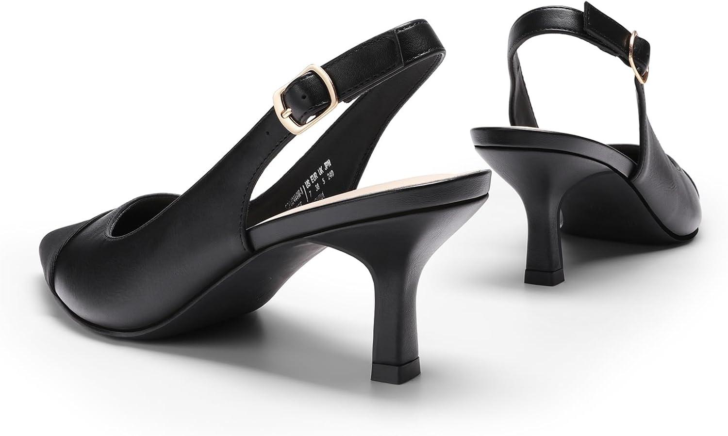 imageDREAM PAIRS Womens Kitten Heels Slingback Closed Pointed Toe Low Pumps Shoes Women Party Wedding Sexy Casual Dress ShoesAll Black
