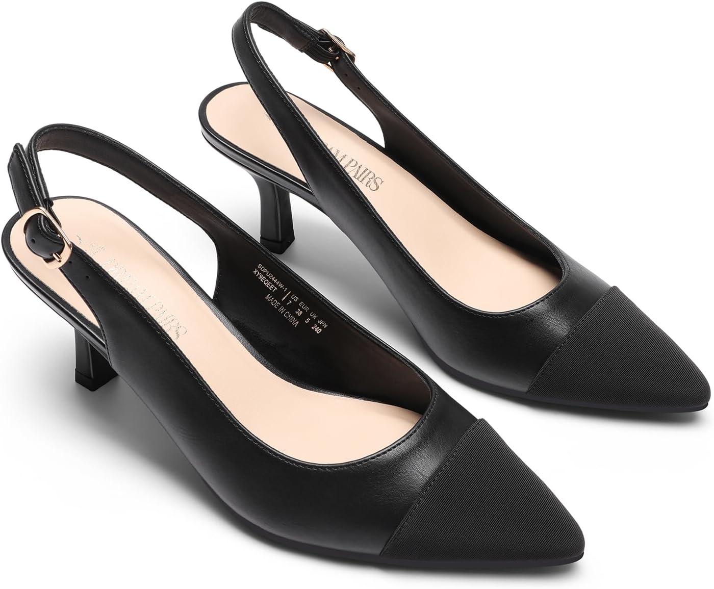 imageDREAM PAIRS Womens Kitten Heels Slingback Closed Pointed Toe Low Pumps Shoes Women Party Wedding Sexy Casual Dress ShoesAll Black
