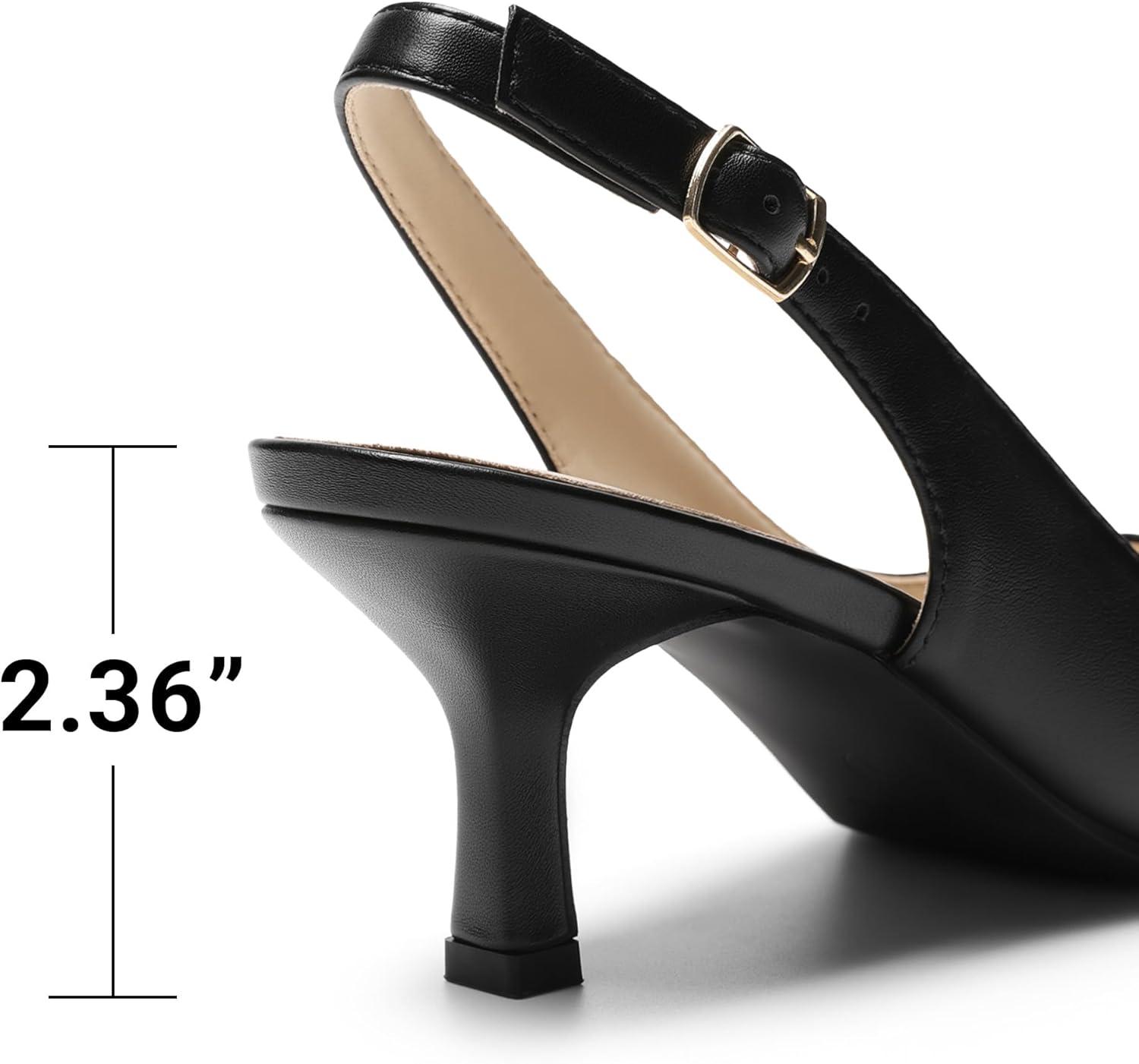 imageDREAM PAIRS Womens Kitten Heels Slingback Closed Pointed Toe Low Pumps Shoes Women Party Wedding Sexy Casual Dress ShoesBlack