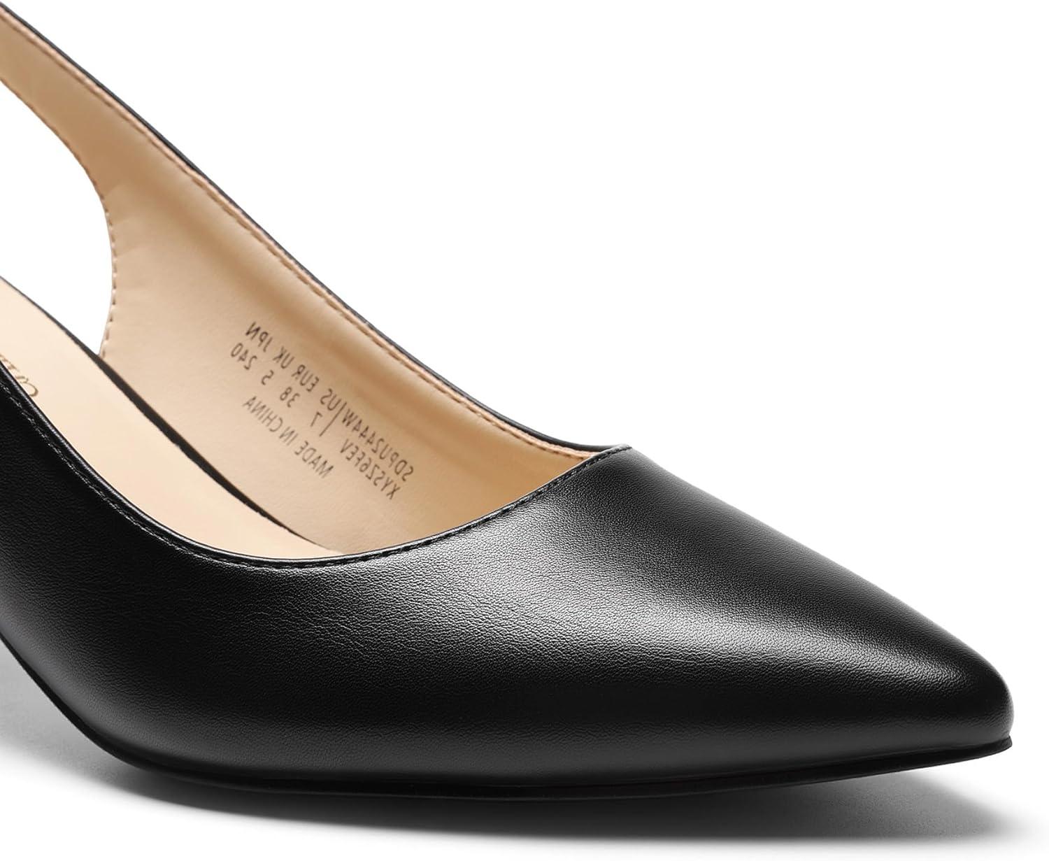 imageDREAM PAIRS Womens Kitten Heels Slingback Closed Pointed Toe Low Pumps Shoes Women Party Wedding Sexy Casual Dress ShoesBlack