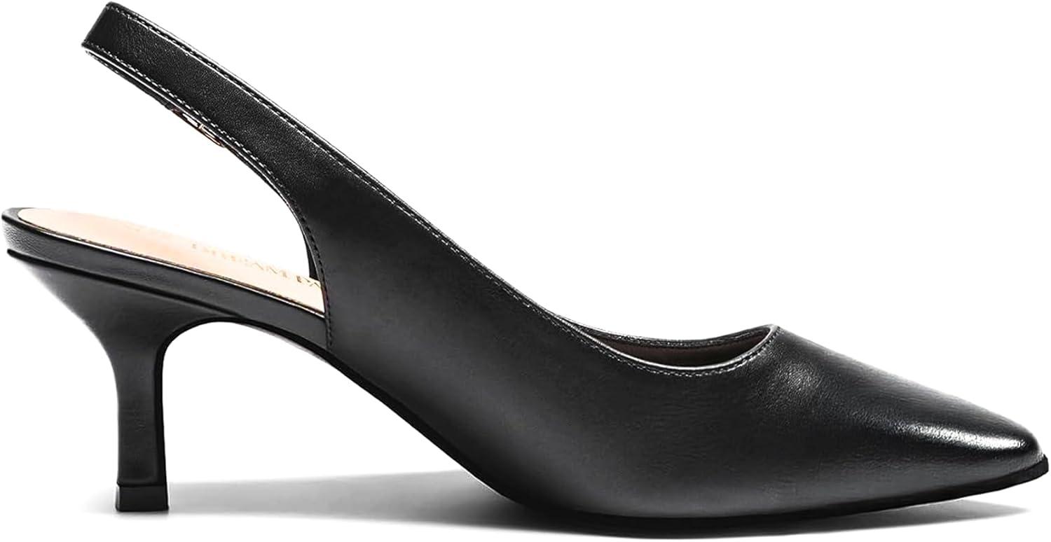 imageDREAM PAIRS Womens Kitten Heels Slingback Closed Pointed Toe Low Pumps Shoes Women Party Wedding Sexy Casual Dress ShoesBlack