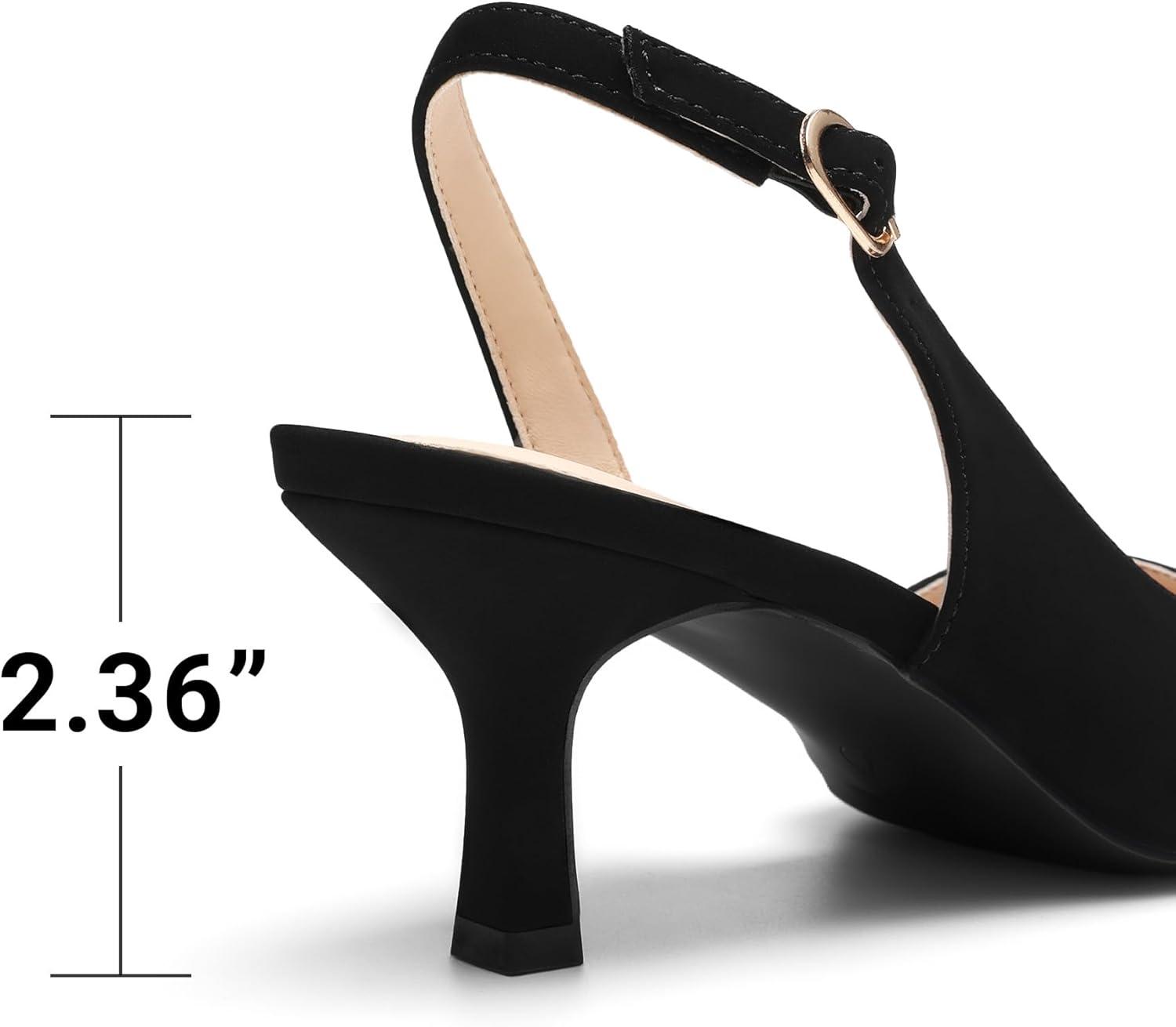 imageDREAM PAIRS Womens Kitten Heels Slingback Closed Pointed Toe Low Pumps Shoes Women Party Wedding Sexy Casual Dress ShoesBlacknubuck