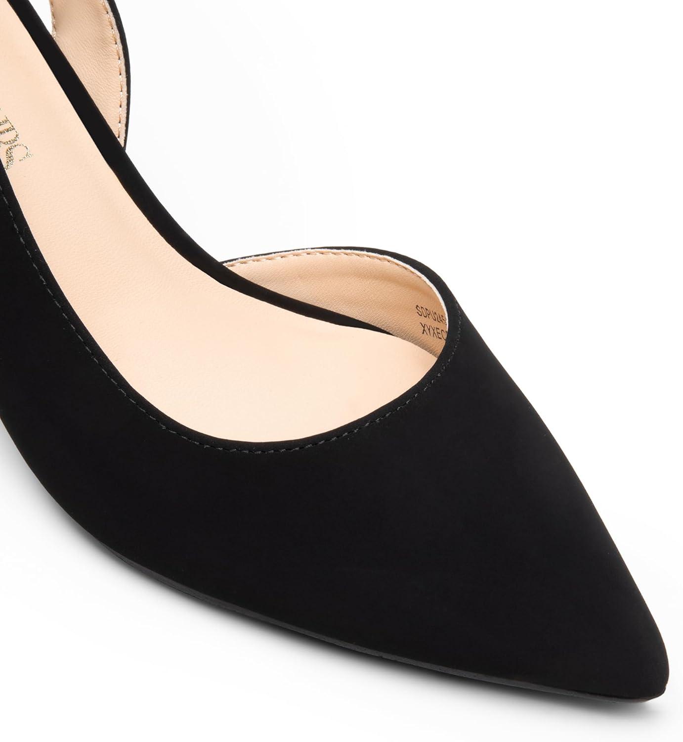 imageDREAM PAIRS Womens Kitten Heels Slingback Closed Pointed Toe Low Pumps Shoes Women Party Wedding Sexy Casual Dress ShoesBlacknubuck