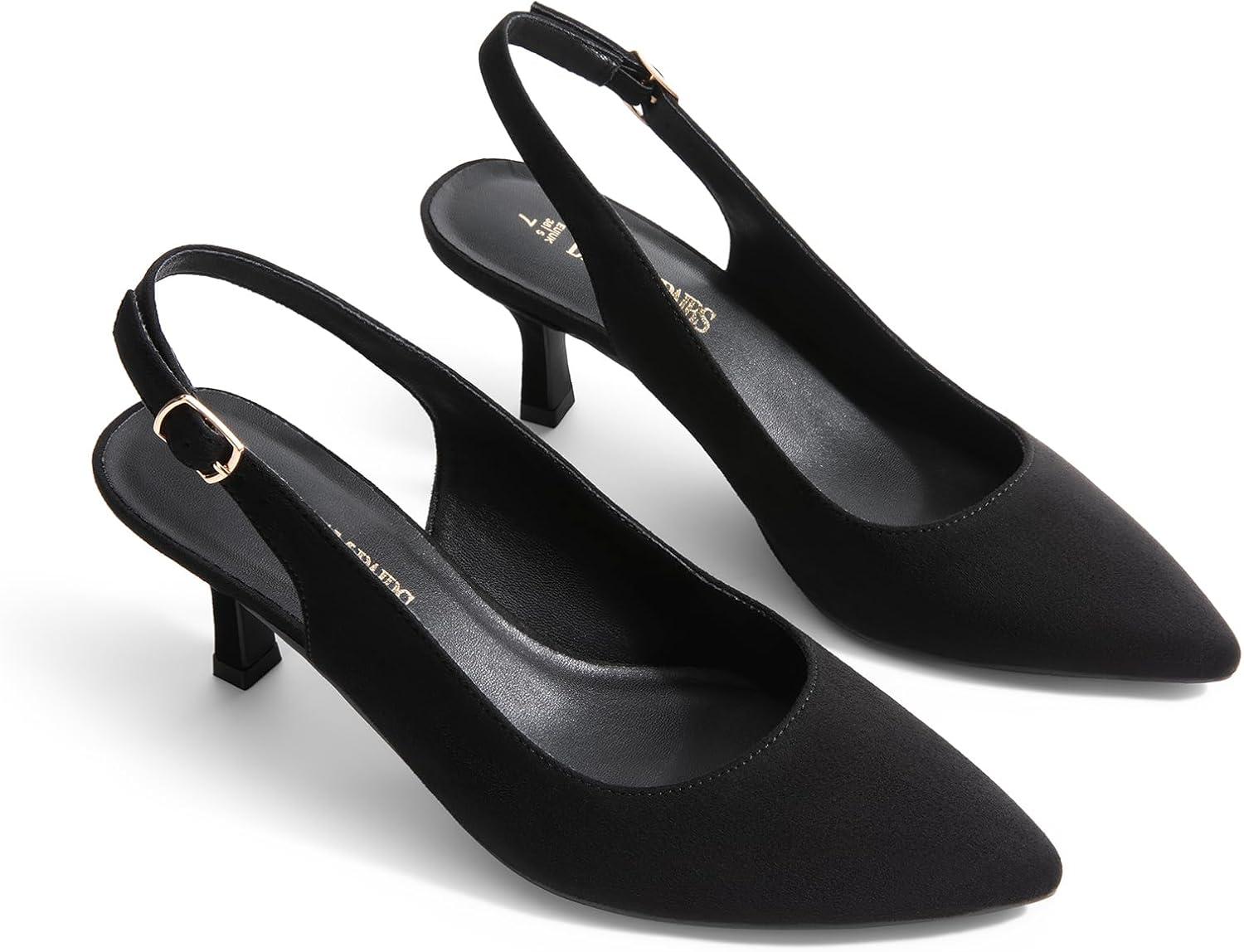 imageDREAM PAIRS Womens Kitten Heels Slingback Closed Pointed Toe Low Pumps Shoes Women Party Wedding Sexy Casual Dress ShoesBlacksuede1
